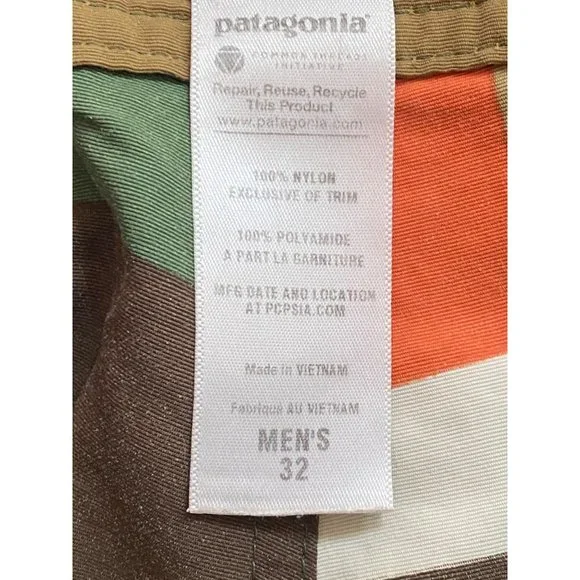 Patagonia Men's Size 32 Multicolor Drawstring Board Shorts 32" x 9"